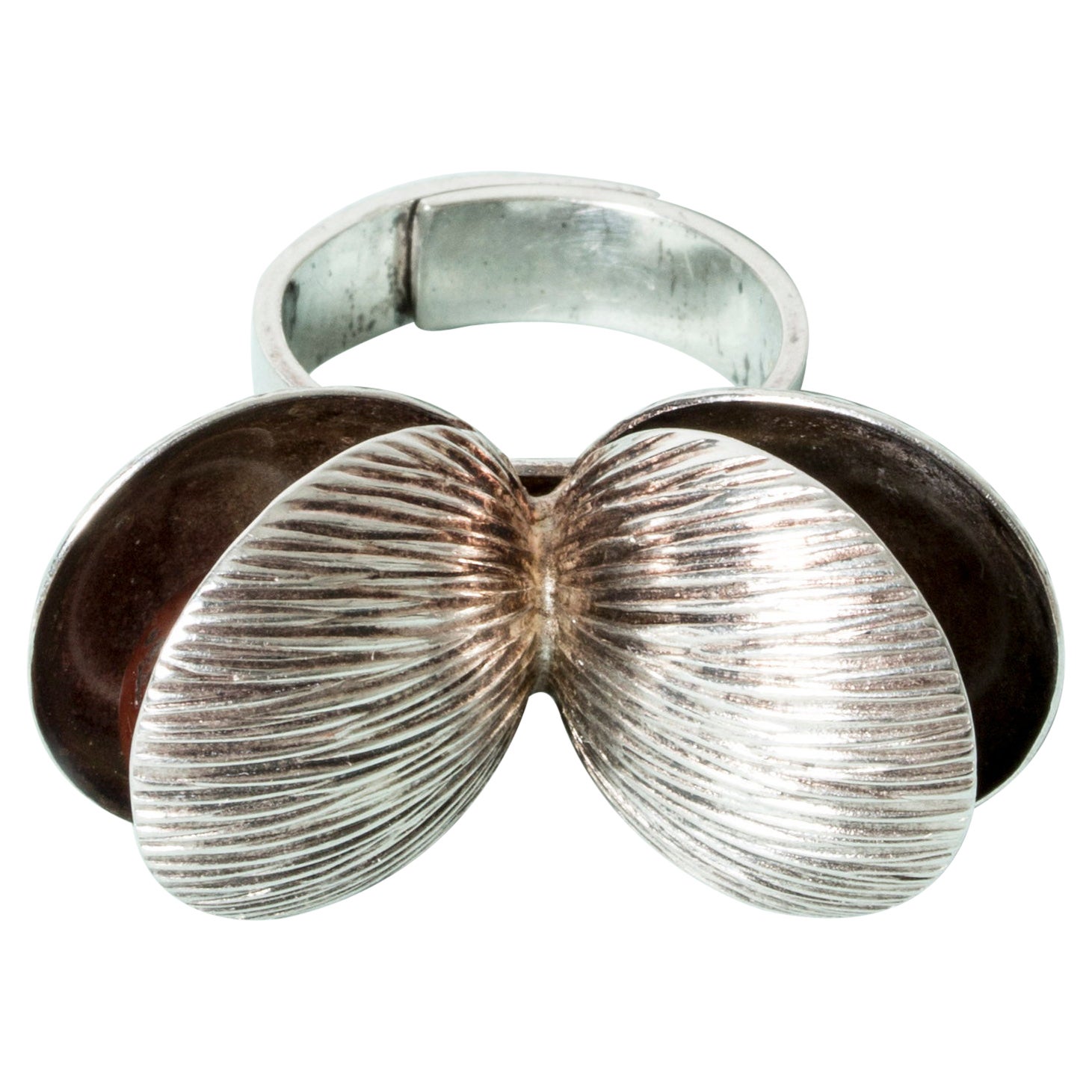 Ring aus Silber und Achat von Elis Kauppi, Finnland, 1960er Jahre