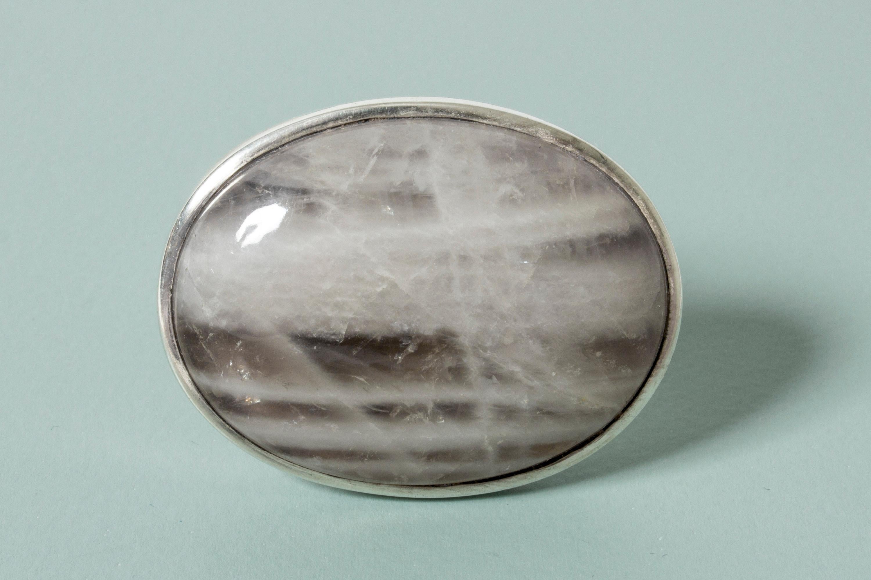 Women's or Men's Silver and Agate Ring from Kaunis Koru, Finland, 1974
