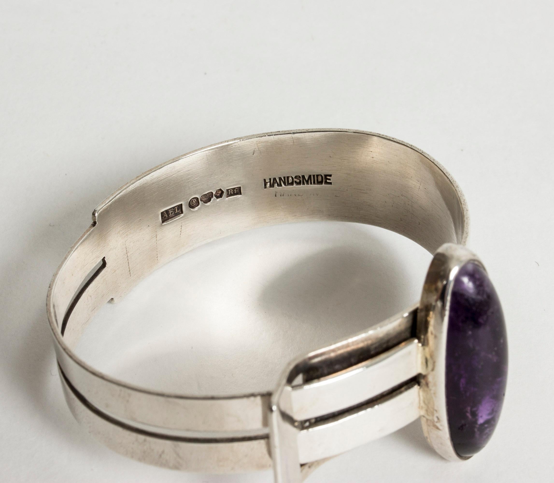 Women's or Men's Silver and Amethyst Bracelet by Harry Fagerström, Sweden, 1963