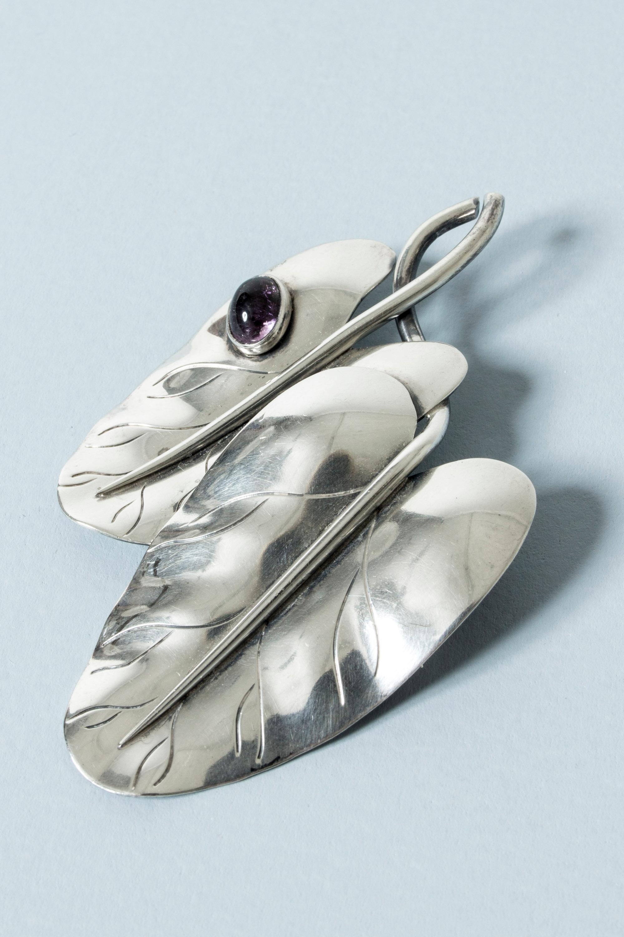 Ball Cut Silver and Amethyst Brooch by Arvo Saarela, Finland, 1955