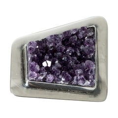 Silver and Amethyst Brooch by Helge Narsakka for Kaunis Koru, Finland, 1966