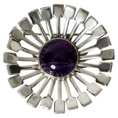 Silver and Amethyst Brooch from Victor Jansson
