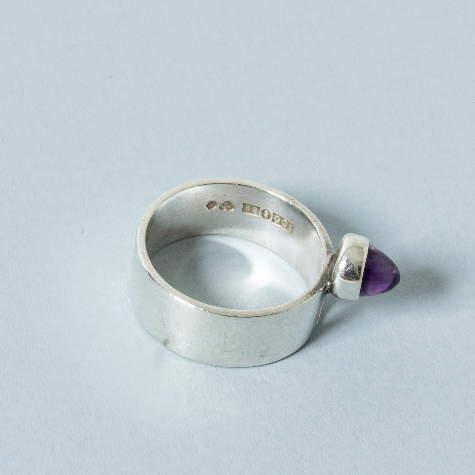 Silver and Amethyst Ring by Isaac Cohen, Sweden, 1967 In Good Condition In Stockholm, SE