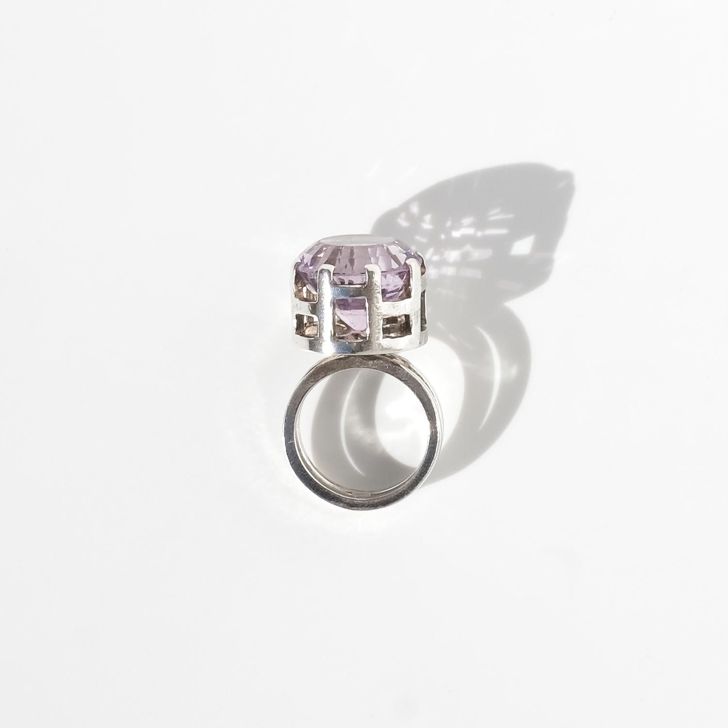 Anello in argento e ametista di Rey Urban del 1972 in vendita 4