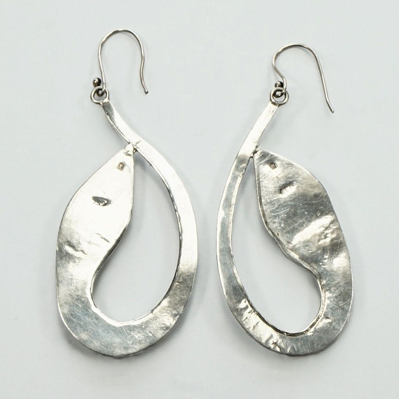 Artisan Silver and Amethyst Snake Statement Earrings with Ornate Silver Detail For Sale