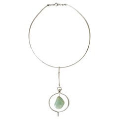 Silver and Beryll Neckring by Anna Greta Eker, Plus, Norway, 1960s