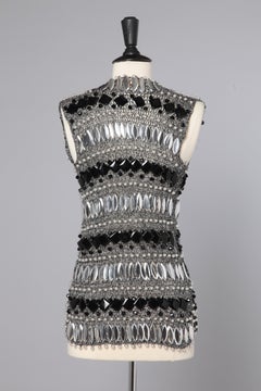 Silver and black lurex knit vest with rhinestone and pearls Loris Azzaro