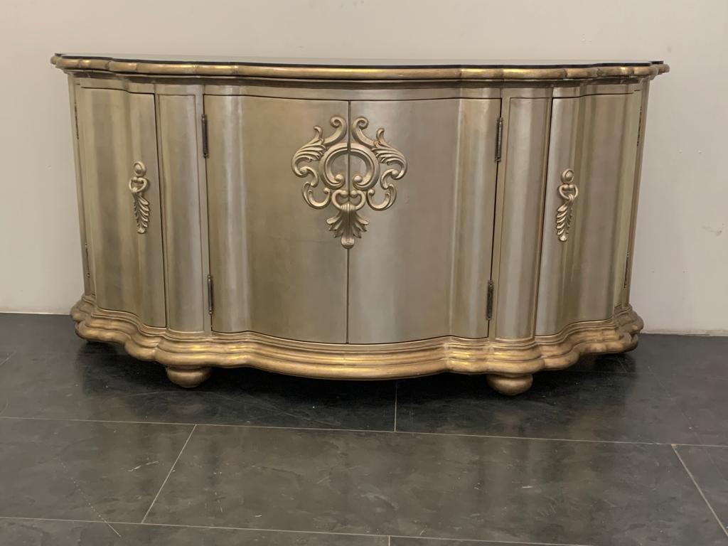 Silver and Black Marble Console from Lam Lee Group, 1990s For Sale 4