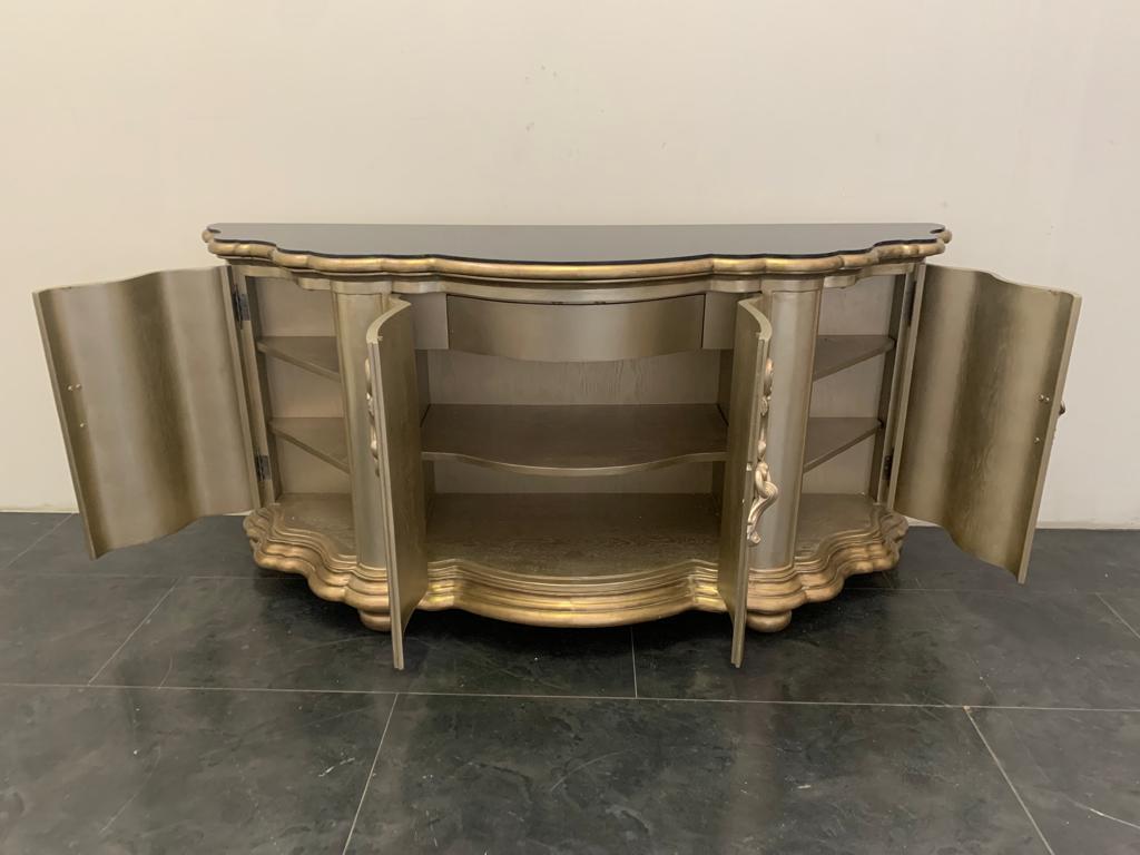 Silver and Black Marble Console from Lam Lee Group, 1990s For Sale 5