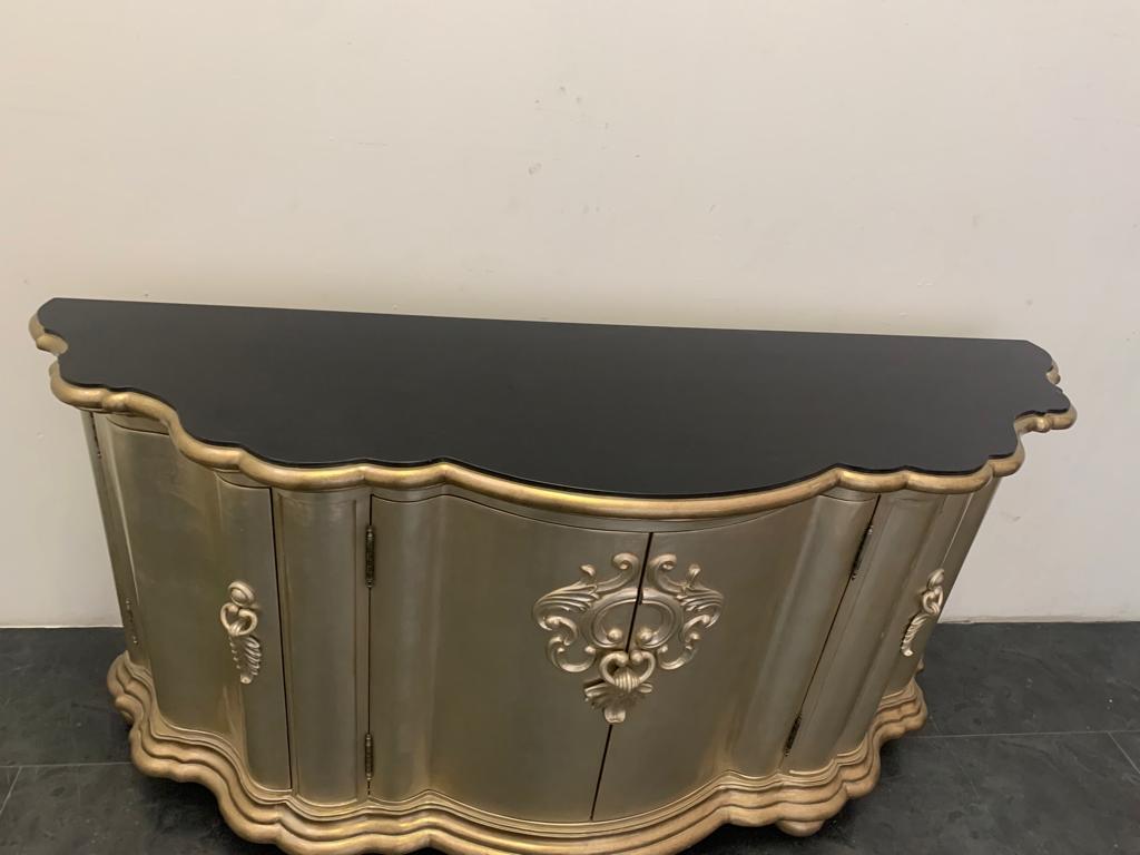 Silver and Black Marble Console from Lam Lee Group, 1990s For Sale 2