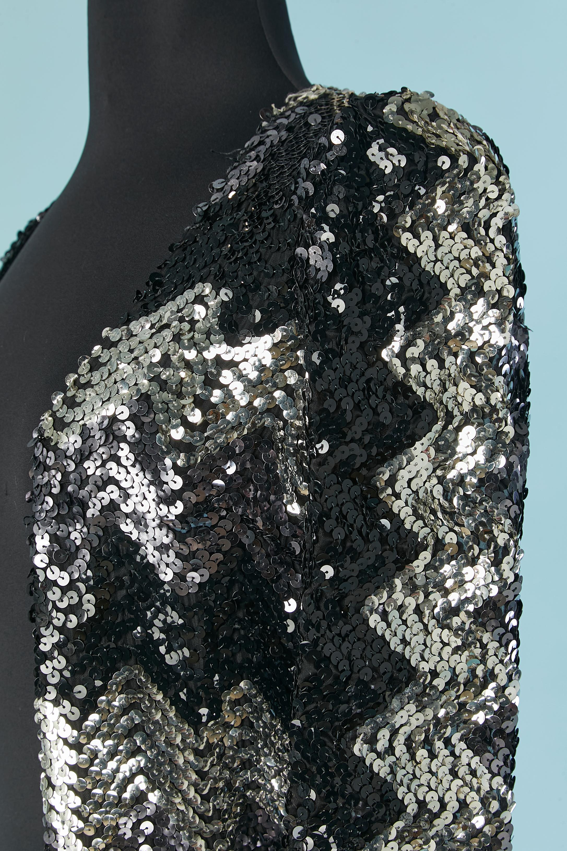 Black Silver and black sequin jacket BIBA For Sale