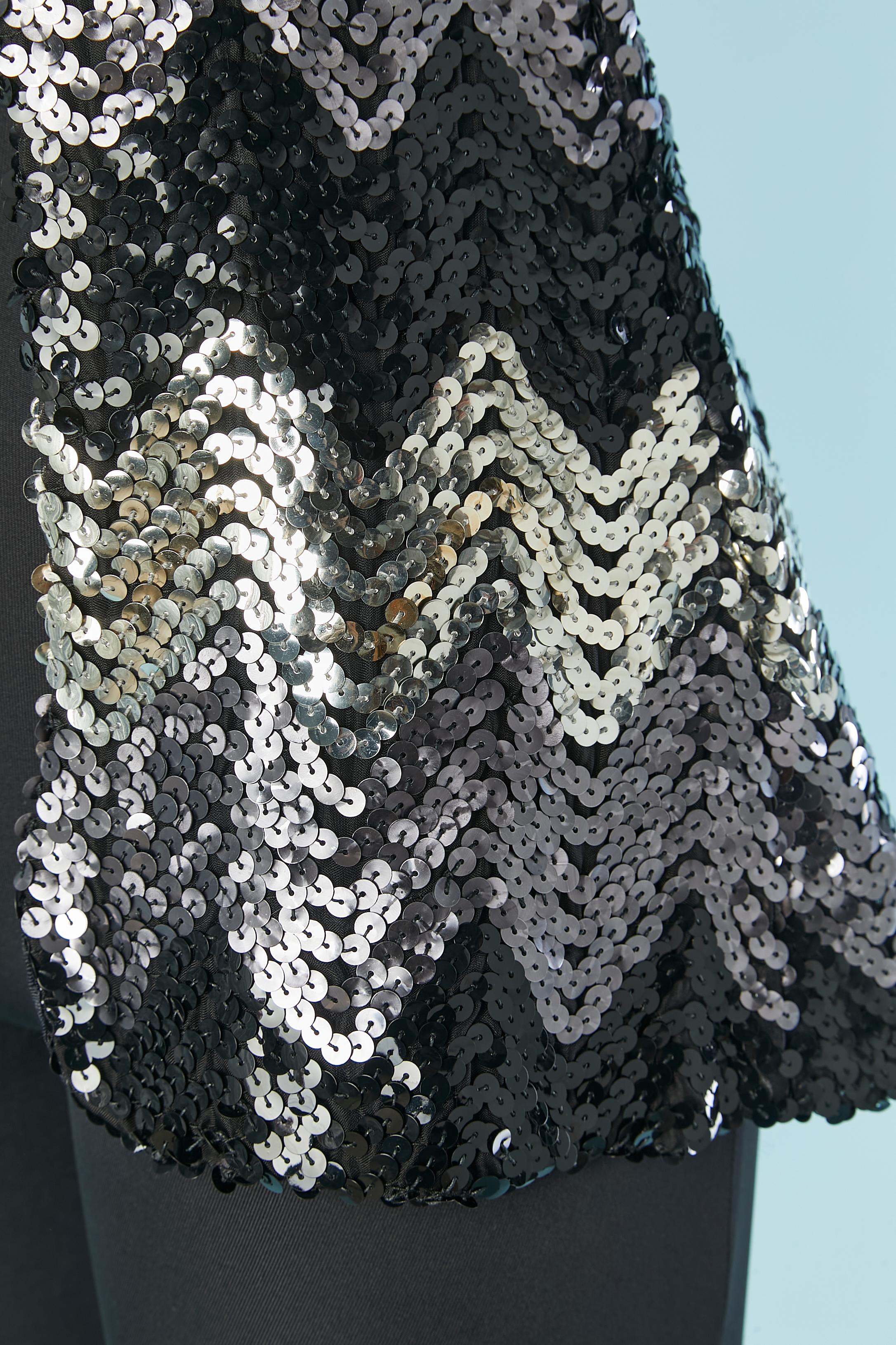 Silver and black sequin jacket BIBA In Excellent Condition For Sale In Saint-Ouen-Sur-Seine, FR