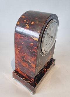 Silver and Blonde Tortoiseshell Mantle Clock lancet topped with silver stringing