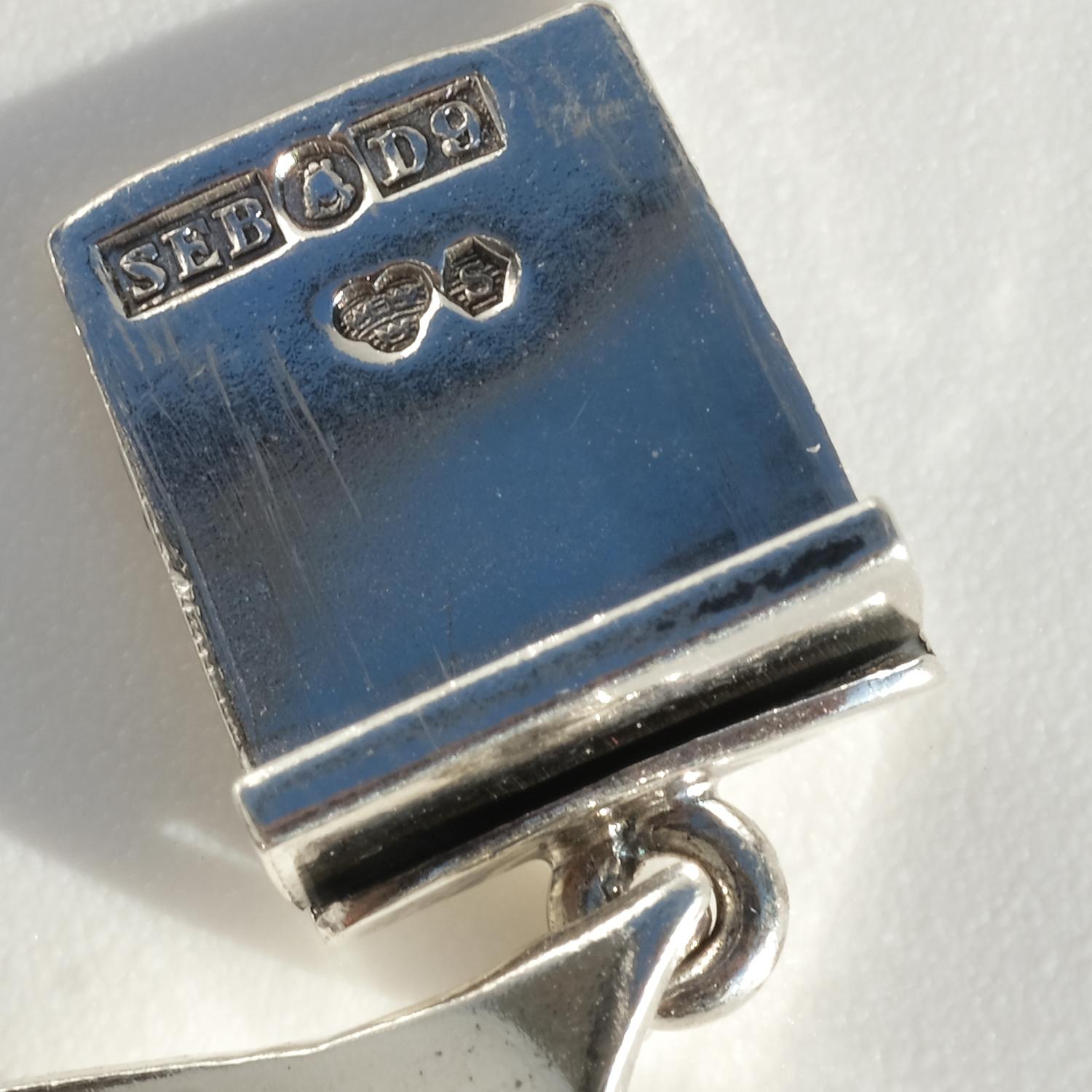 Silver and Blue Chalcedony Necklace Made 1954 For Sale 2