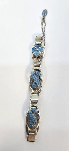 Silver and blue enamel bracelet made in 1912, English Arts and Crafts period