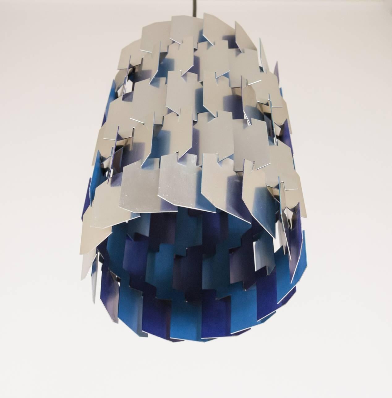 Danish Silver and Blue Facet pendant by Louis Weisdorf for Lyfa, 1960s