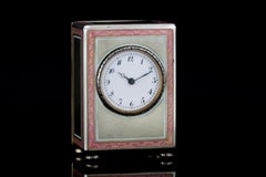 Silver and Blue Guilloche Enamel Sub Miniature Carriage Clock, 1900