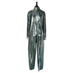 Silver and blue silk lurex ensemble  Ted Lapidus Boutique Haute