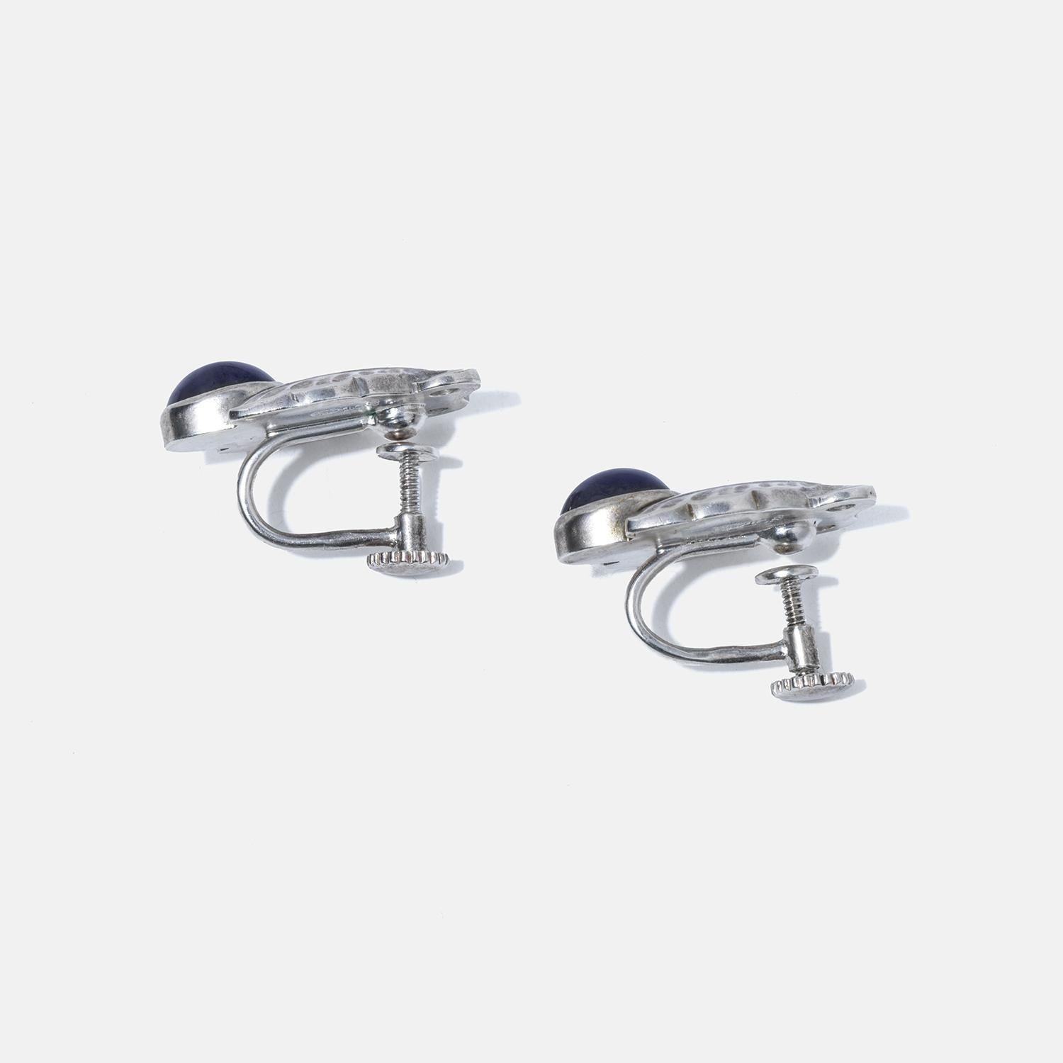 Ohrringe aus Silber und blauen Steinen von Georg Jensen, Design Nr. 108 für Damen oder Herren im Angebot