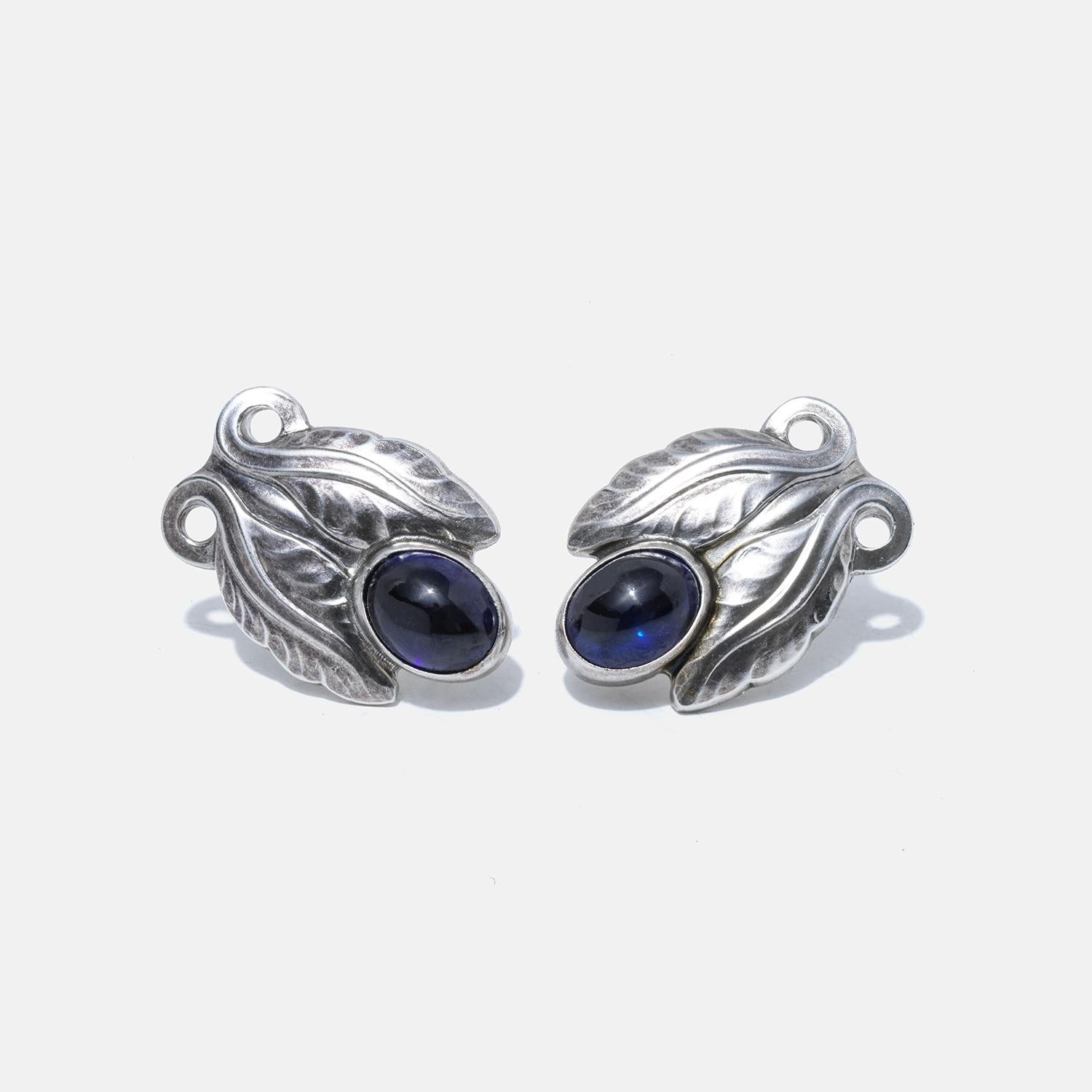 Ohrringe aus Silber und blauen Steinen von Georg Jensen, Design Nr. 108 im Angebot 1