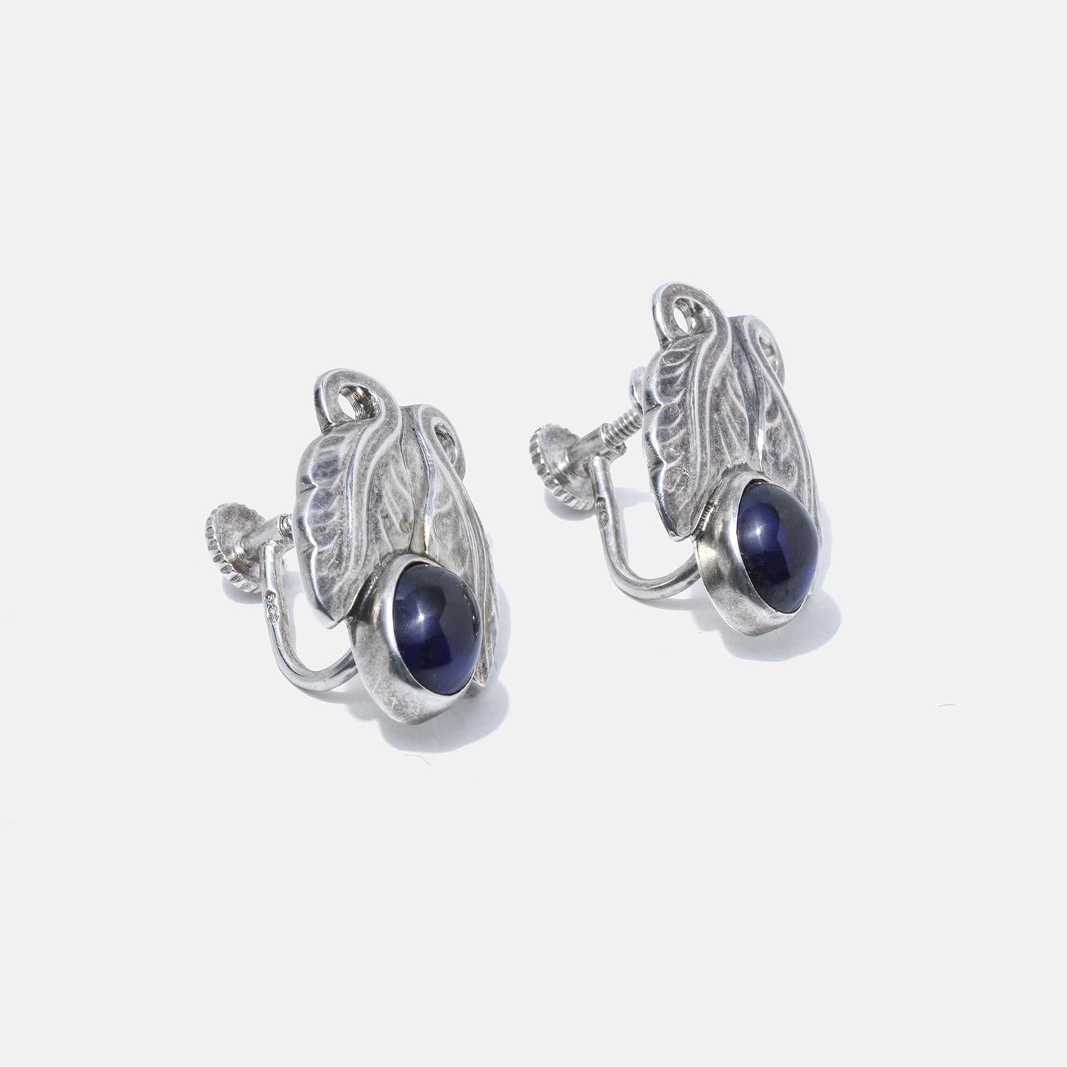 Ohrringe aus Silber und blauen Steinen von Georg Jensen, Design Nr. 108 im Angebot 2