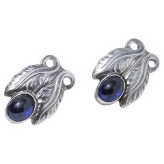 Retro Silver and Blue Stone Earrings by Georg Jensen, Design No 108