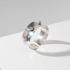 Silver and Blue Tourmaline Cuff Band, Belgian Work
