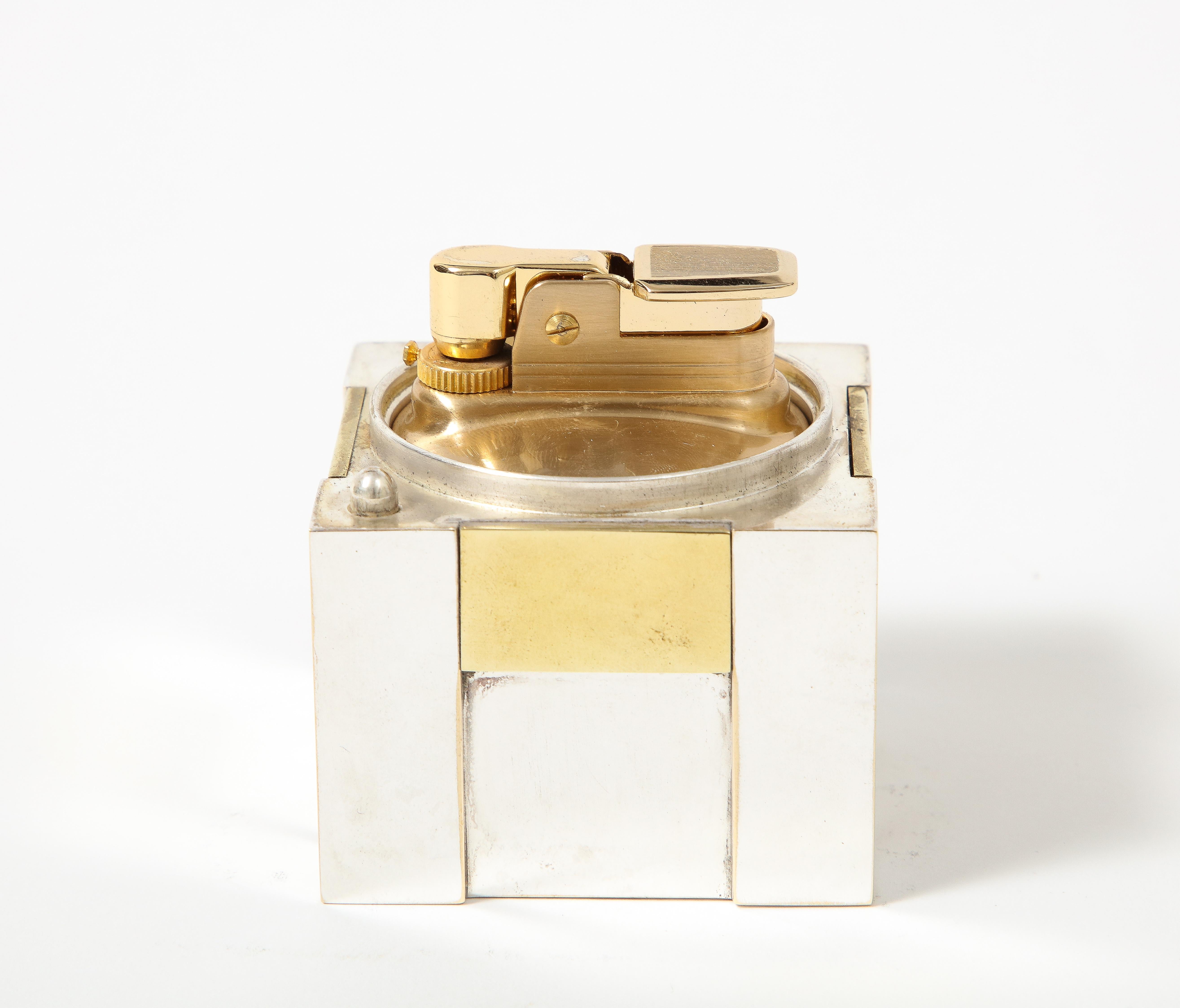 Silver and Brass Lighter, Hermes, Italy, c. 1970 For Sale 5