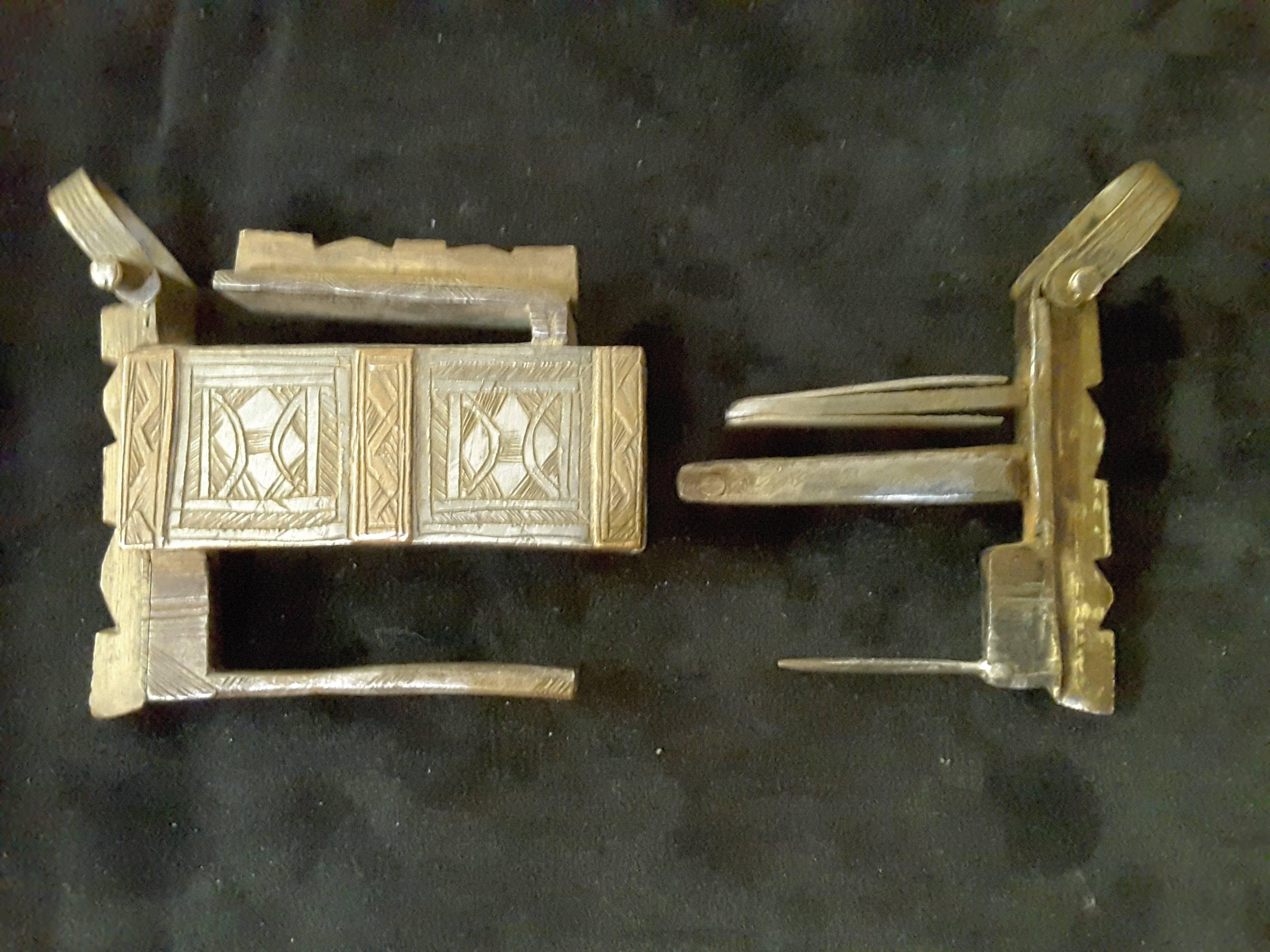 Tunisian Silver and Bronze Camel Chest Lock 19th Century, North Africa For Sale