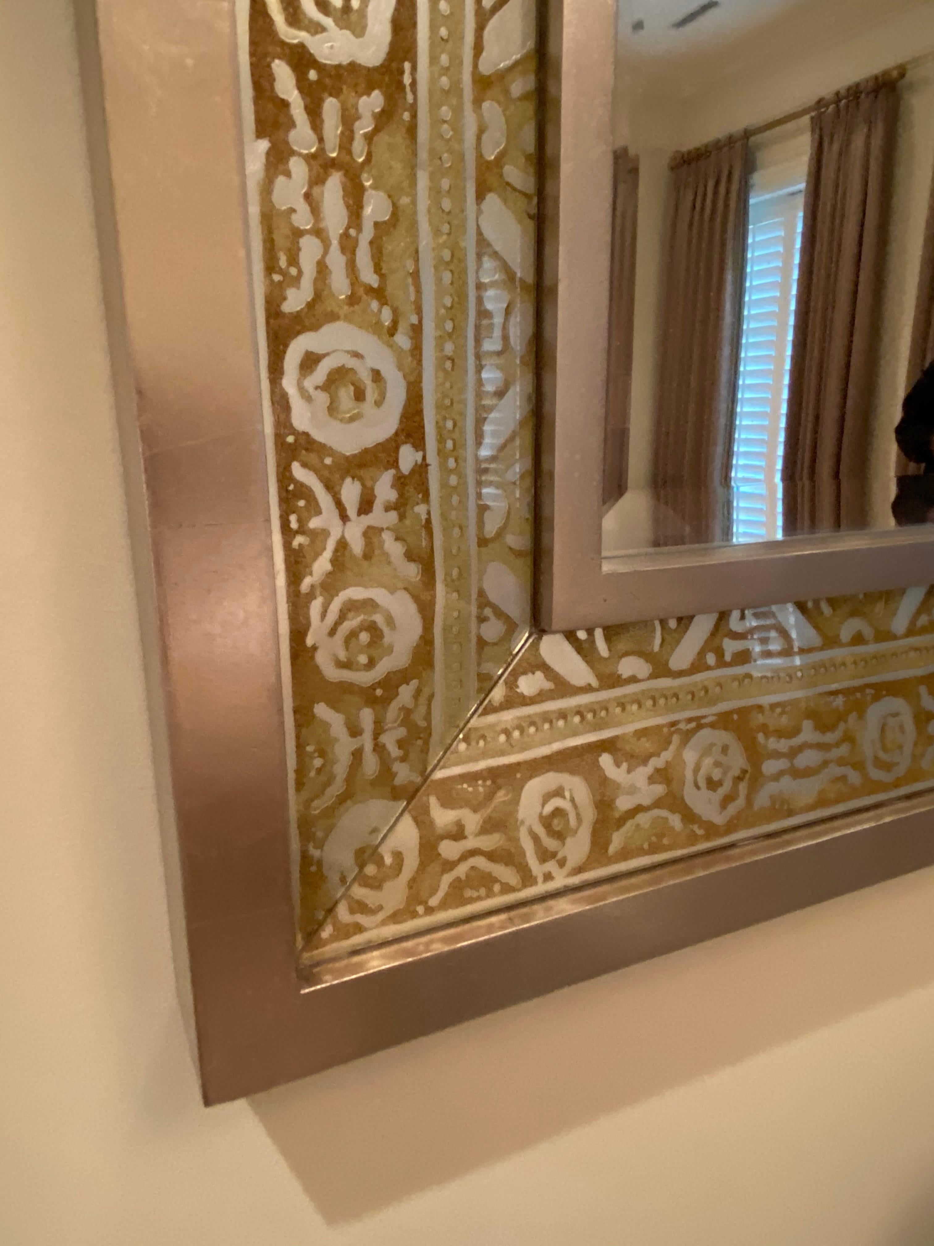 20th Century Silver and Bronze Detailed Wall Mirror For Sale