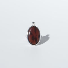 Silver and Brown-Red Stone Ring by Vivianna Torun Bülow-Hübe