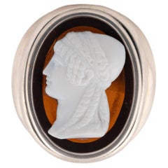 Antique Silver and Cameo Glass Men's Ring
