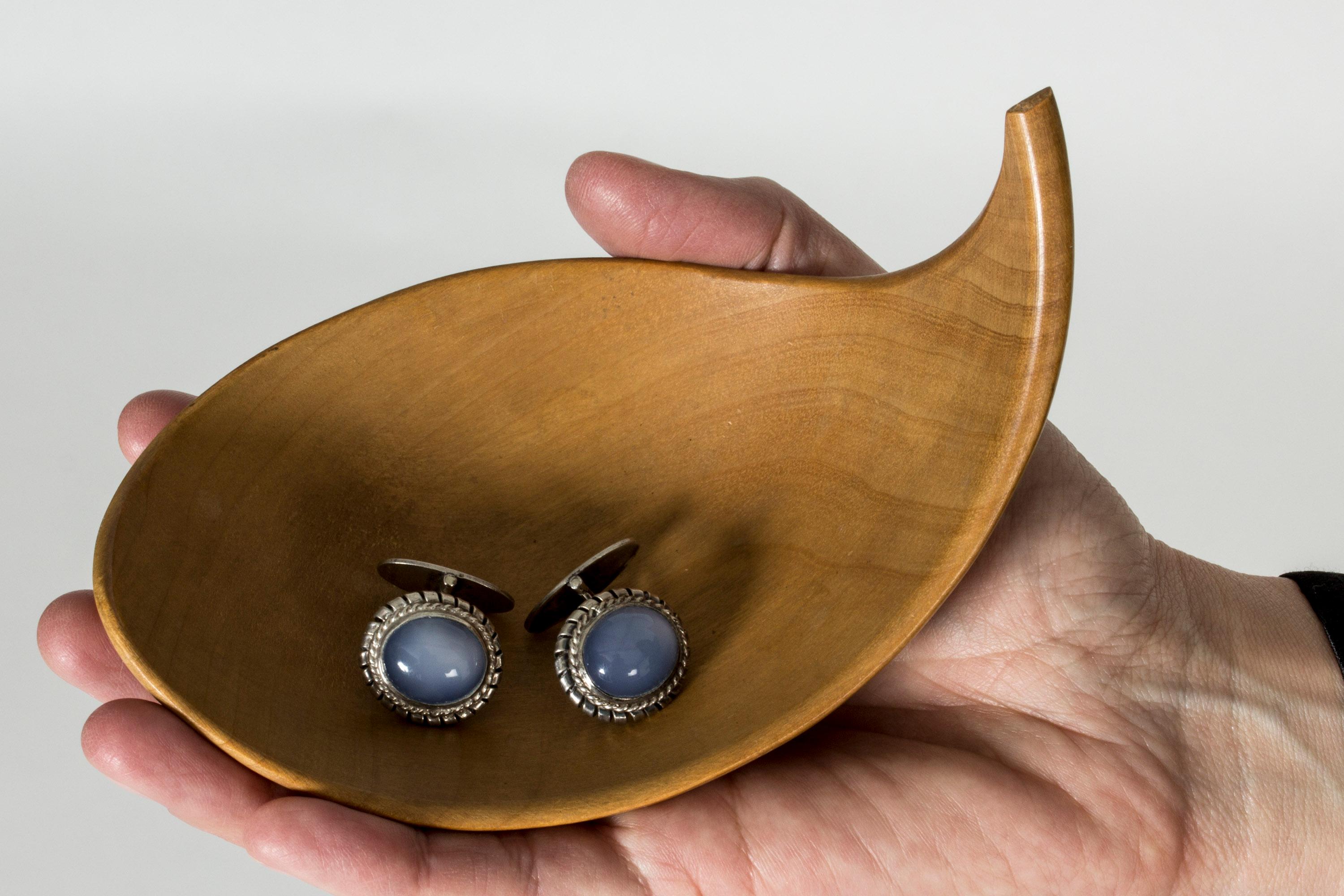 Women's or Men's Silver and Chalcedony Cufflinks from Kaplans, Sweden, 1952 For Sale