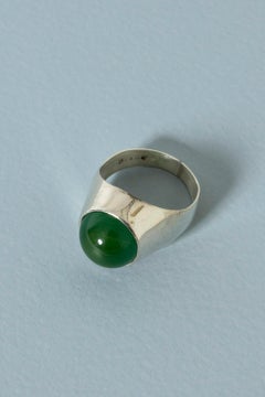Silver and Chrysophrase Ring from Kaplans, Sweden, 1960s