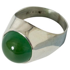 Silver and Chrysophrase Ring from Kaplans, Sweden, 1960s