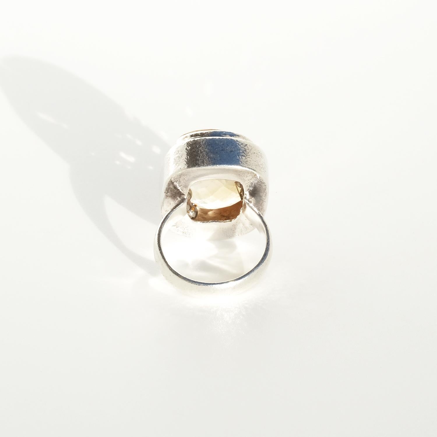 Silver and Citrine Ring Made 1970s In Good Condition For Sale In Stockholm, SE