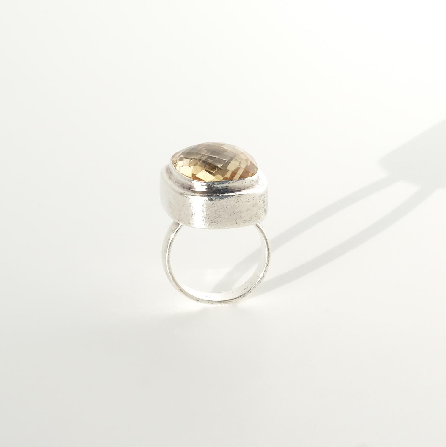 Silver and Citrine Ring Made 1970s For Sale 1
