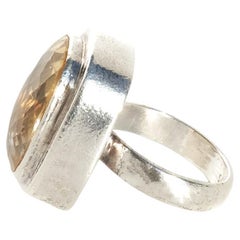 Vintage Silver and Citrine Ring Made 1970s