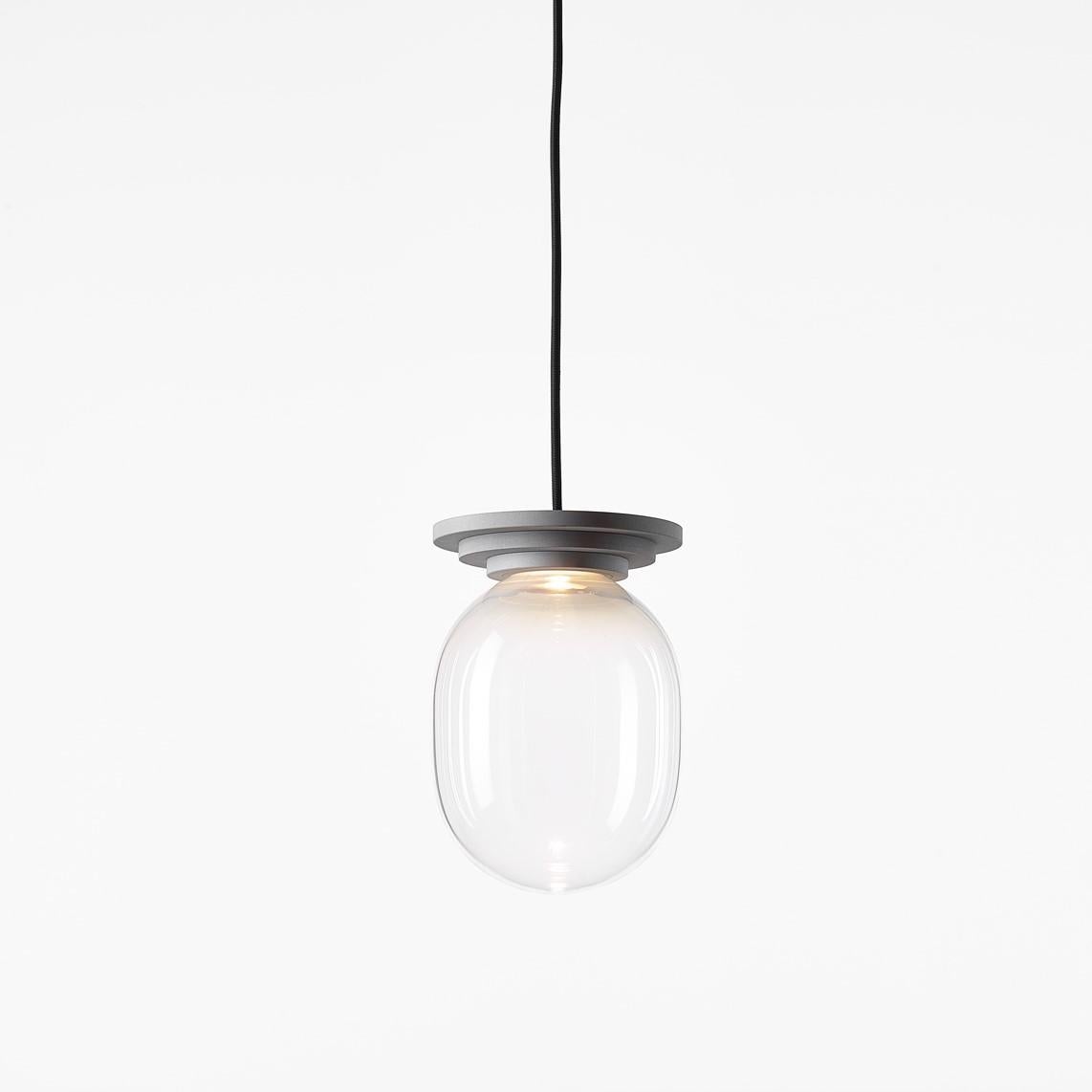 Modern Silver and Clear Stratos Big Capsule Pendant Light by Dechem Studio For Sale