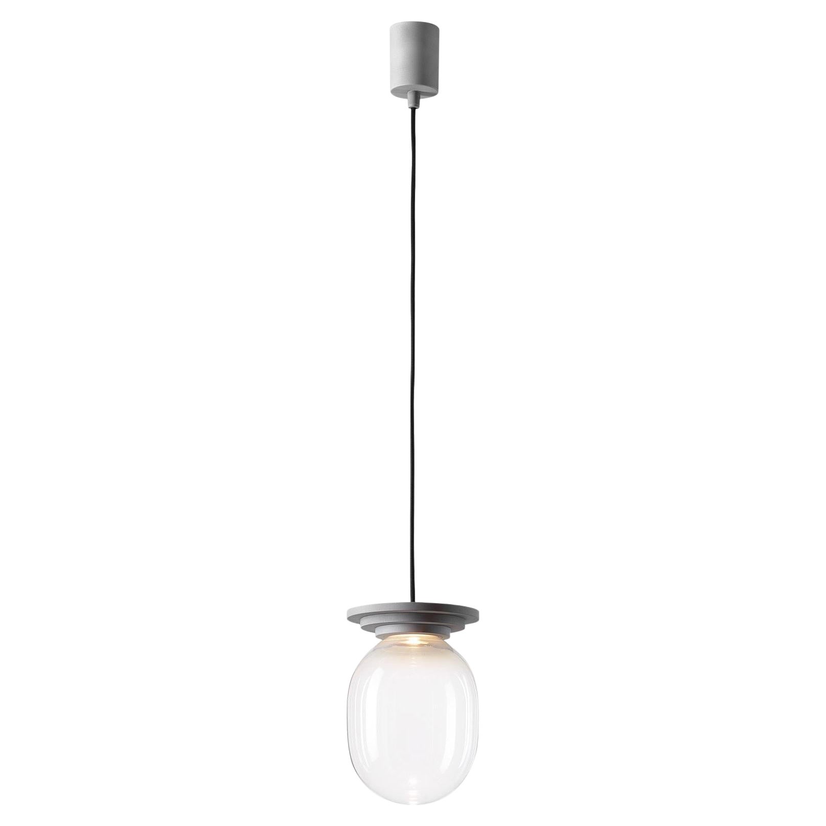Silver and Clear Stratos Big Capsule Pendant Light by Dechem Studio For Sale
