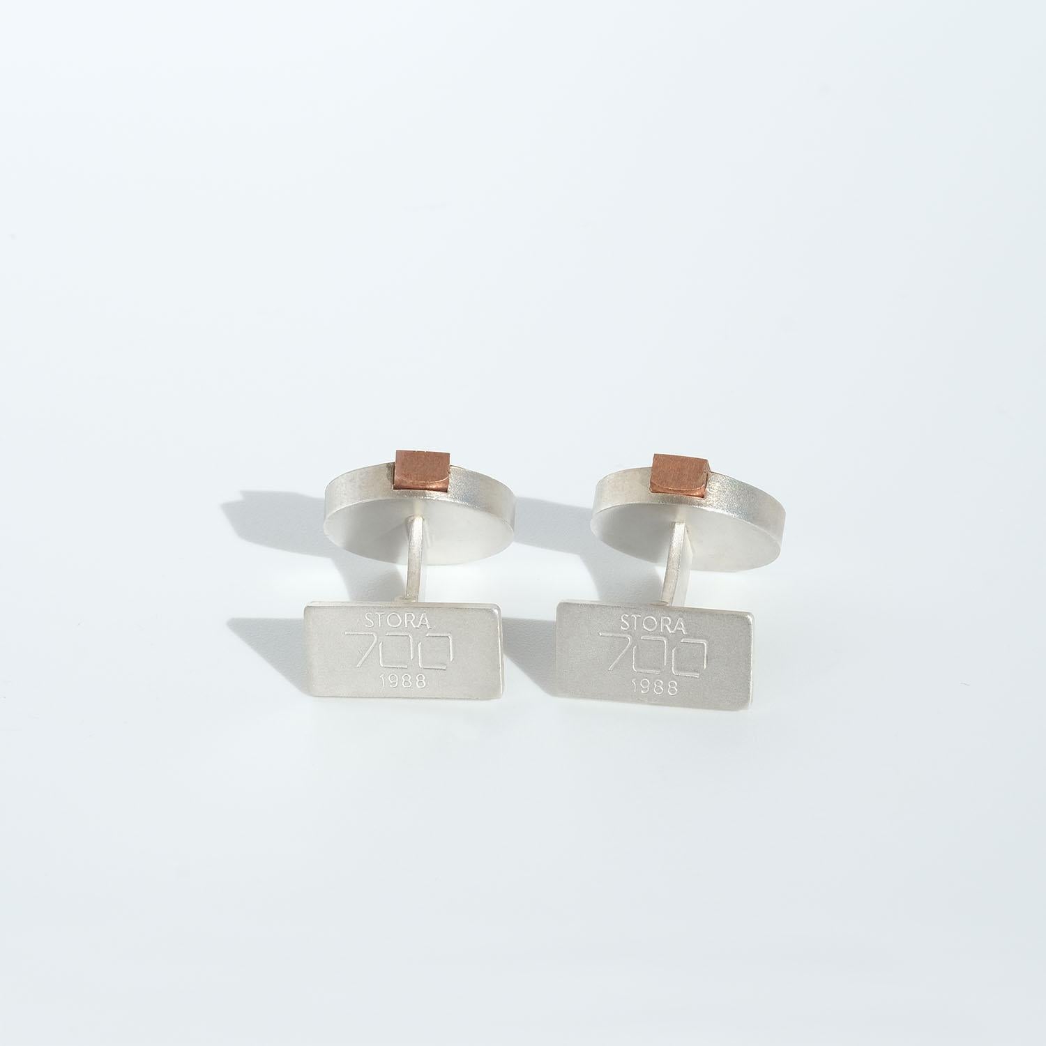 Silver and Copper Cufflinks Made Year 1987 For Sale 6