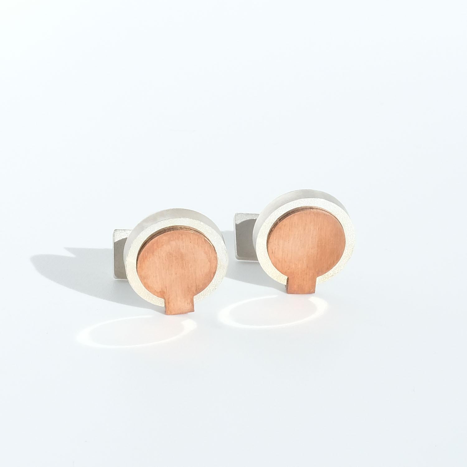 Silver and Copper Cufflinks Made Year 1987 1