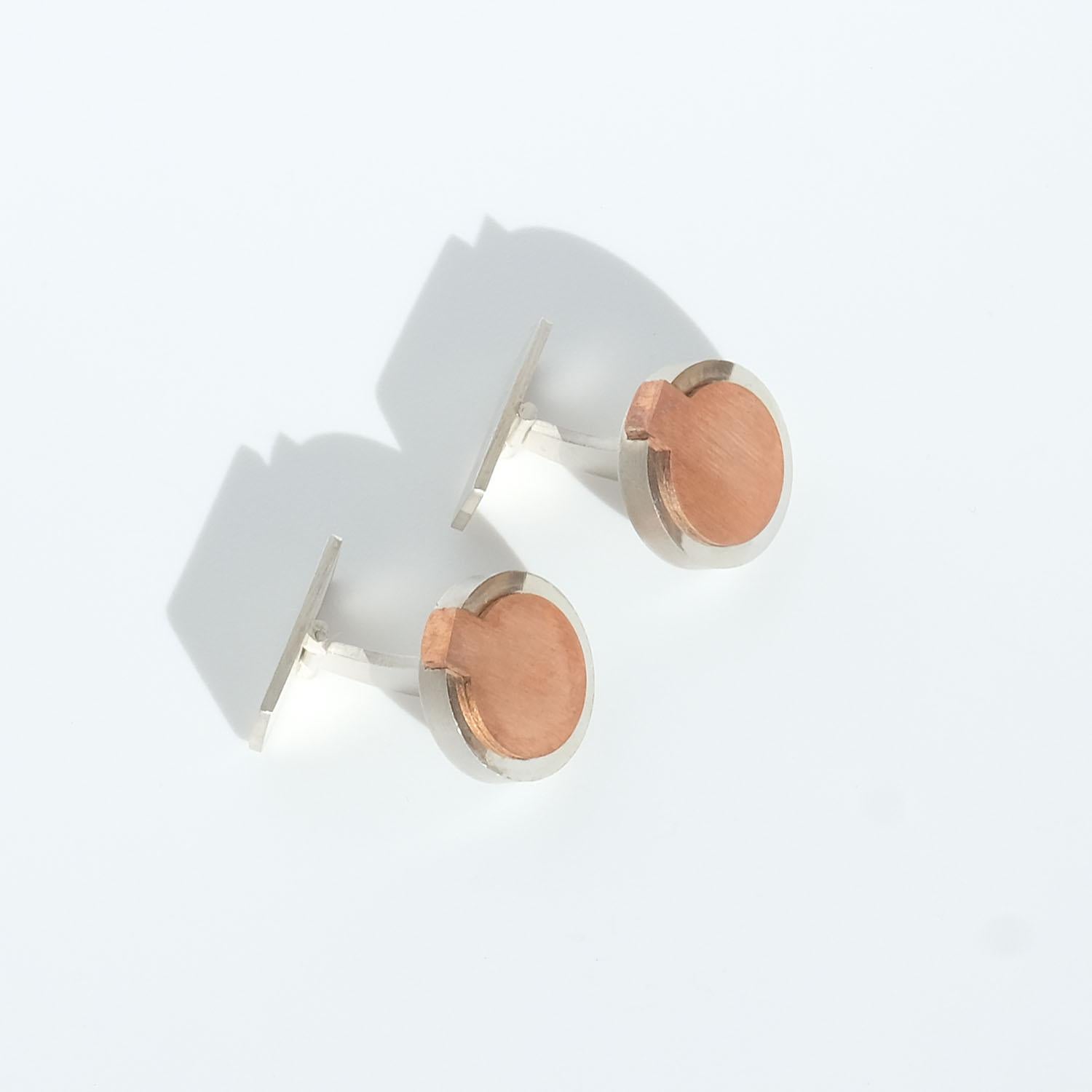 Silver and Copper Cufflinks Made Year 1987 For Sale 5