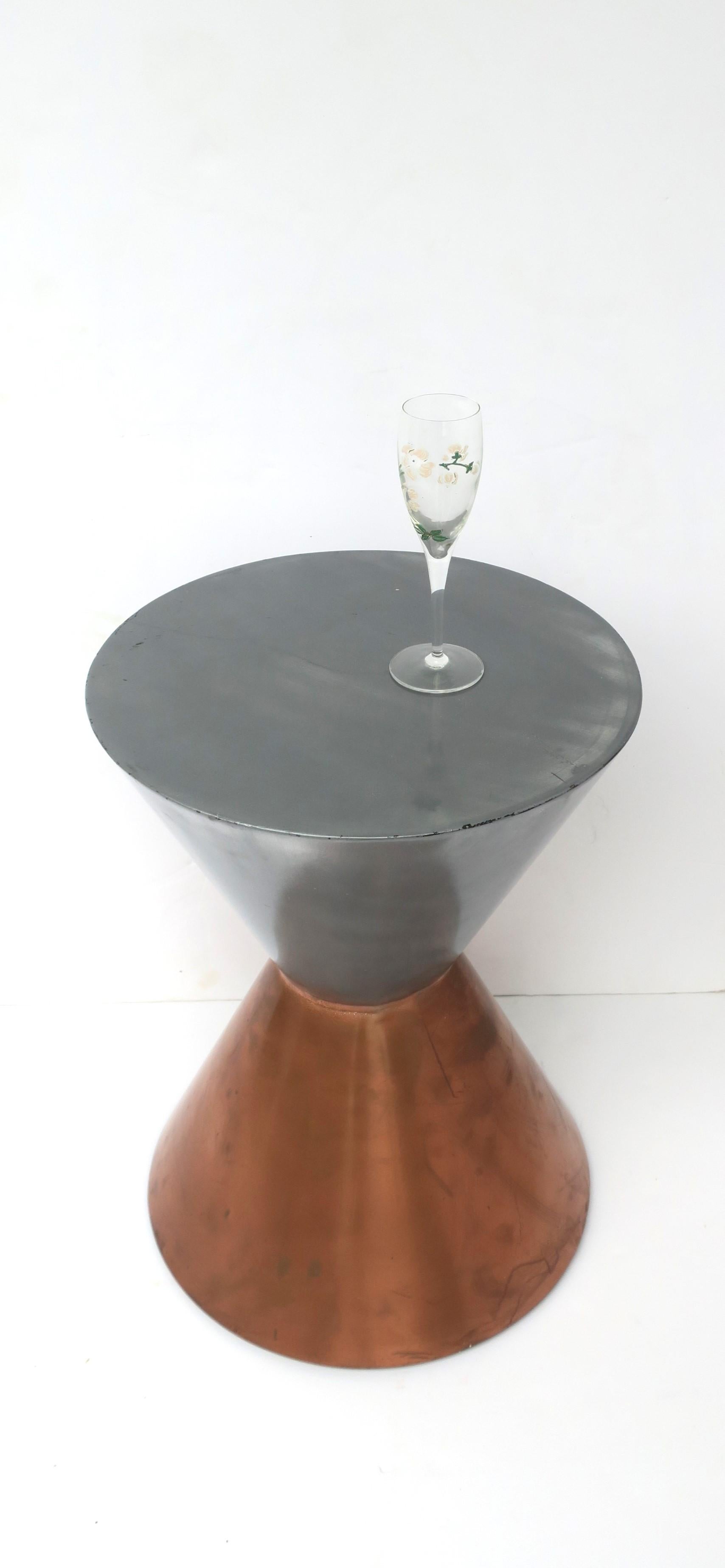 Silver and Copper Hourglass Side Drinks Table In Good Condition For Sale In New York, NY