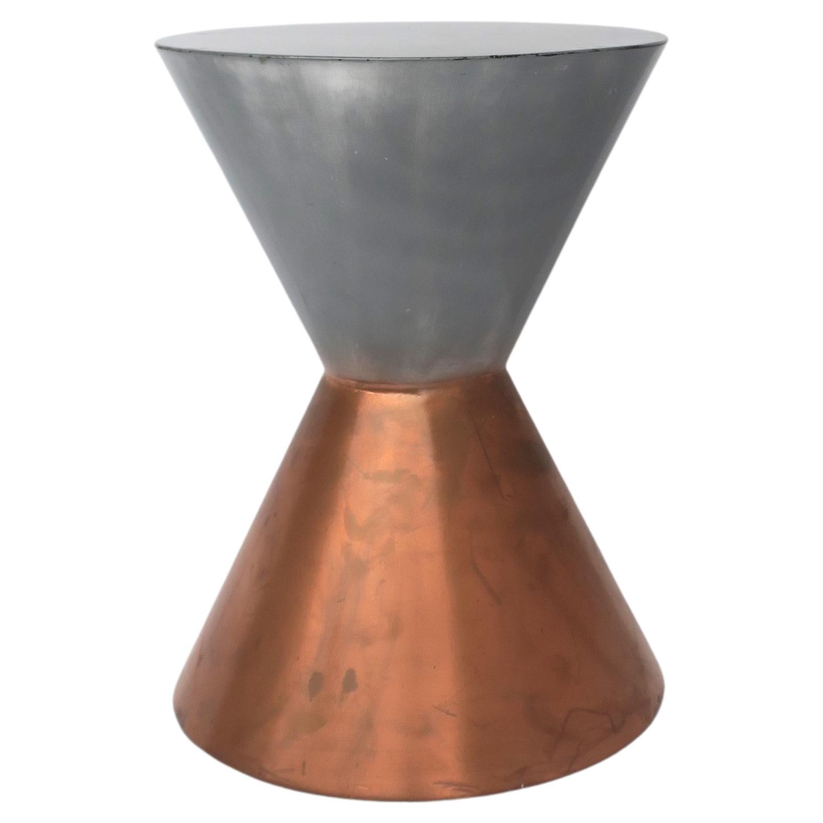 Silver and Copper Hourglass Side Drinks Table For Sale