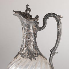 Silver and Crystal Ewer, 19th Century, Napoleon III Period.