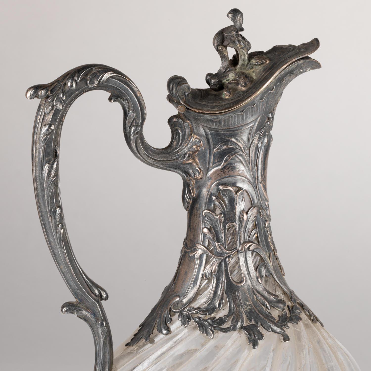 Argent Aiguière en argent et en cristal, XIXe siècle, période Napoléon III. en vente