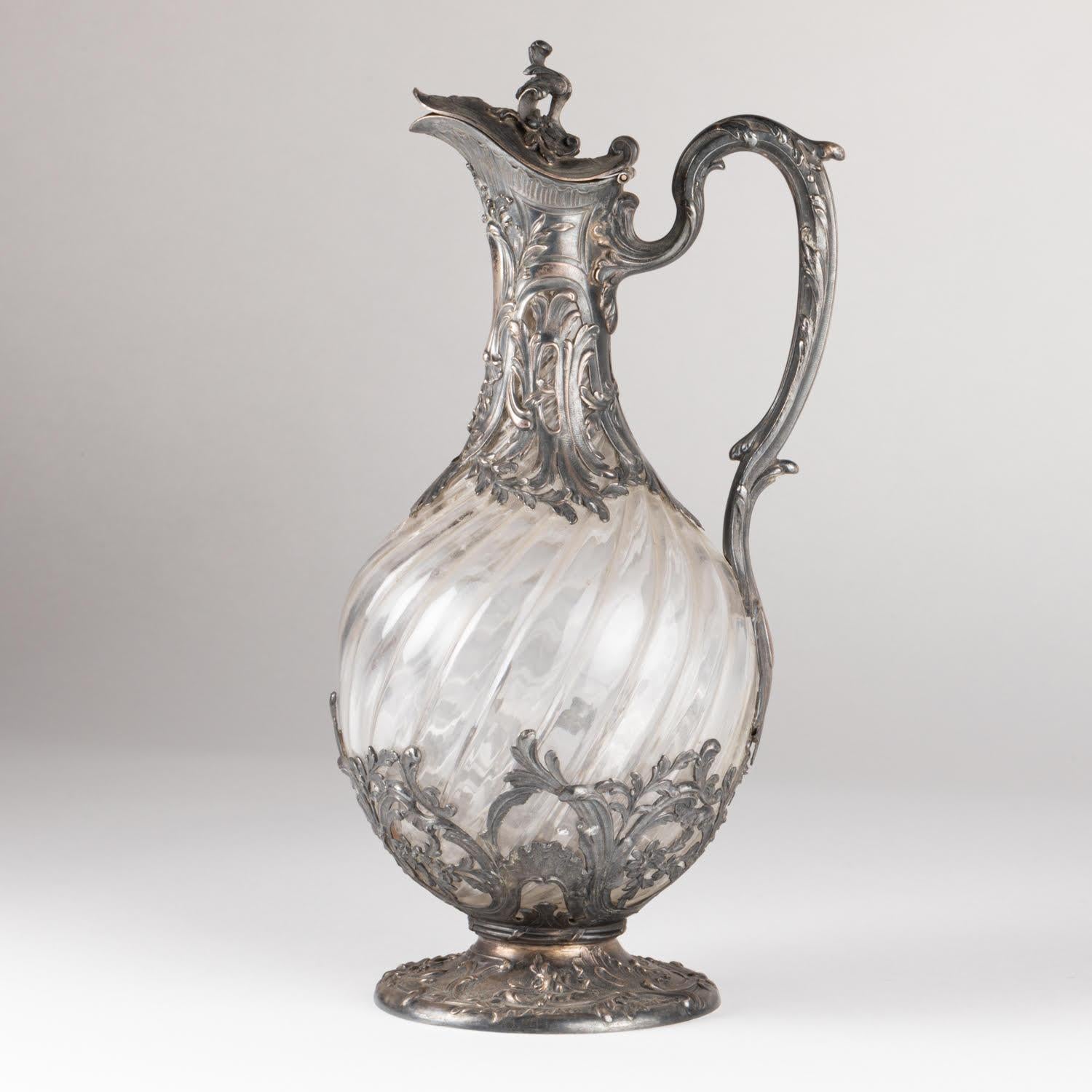 Aiguière en argent et en cristal, XIXe siècle, période Napoléon III. en vente 1