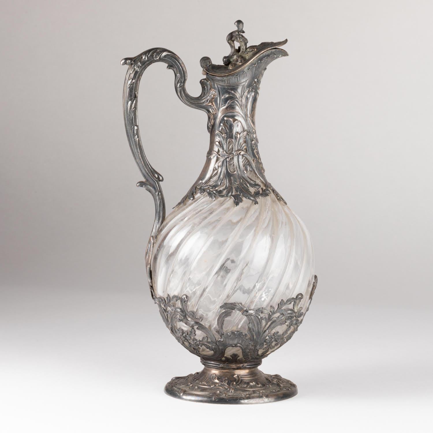 Aiguière en argent et en cristal, XIXe siècle, période Napoléon III. en vente 2
