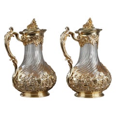 Silver and Crystal Pair of Jugs, Tetard